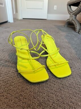 Marc Fisher Neon Yellow Strappy Heeled Sandals